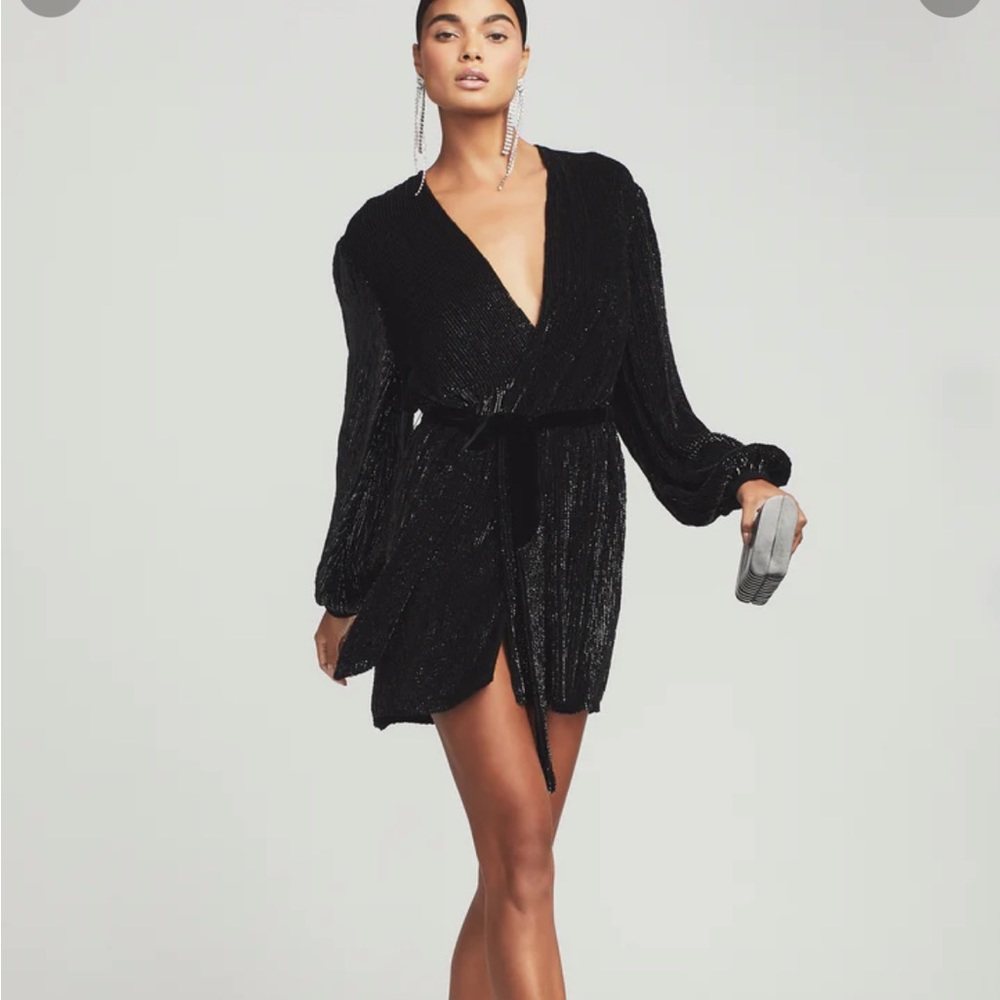 Black retrofete gabrielle robe dress xs. Sequin holiday party dress worn once